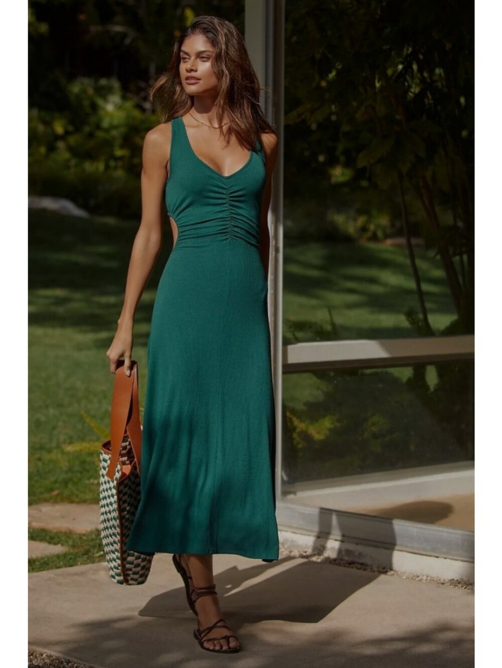 L*Space Emerald Green Ribbed Margot Dress Size Small